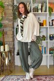 Basso Baby Cord Tiered Cuff Pant Khaki